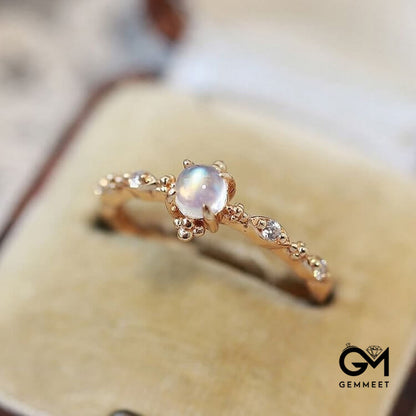 "You Are Bright Moonlight" - Dainty Moonstone Ring