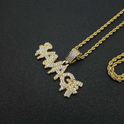 Hip Hop Jewelry Gold Plated Zirconia SAVAGF Barbarian Pendant