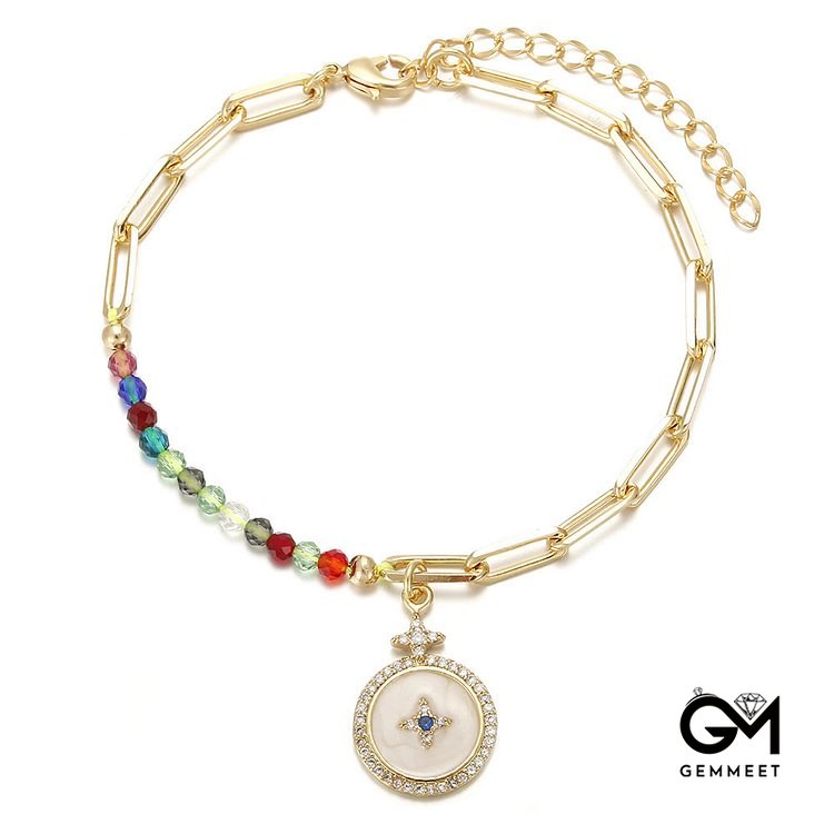 Stone Geometric Pendant 18k Bracelet