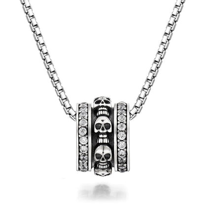 Sterling Silver Runner Skull Pendants Necklace