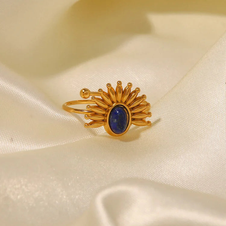 Lapis Lazuli 18k Gold Plated Stainless Steel Ring