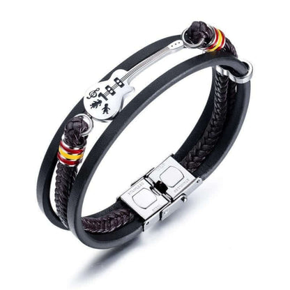 Men's Musician Guitar Leather Bracelet