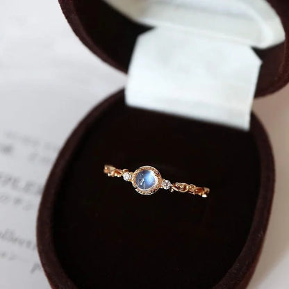 Natural Moonstone Zircon Delicate Ring