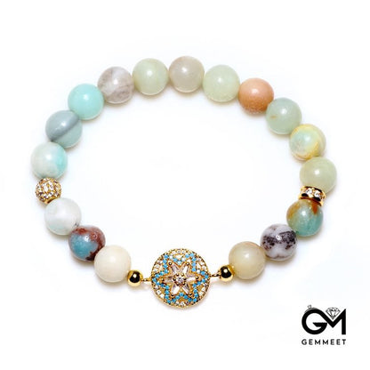 Simple Amazonite Handmade Ball Bead Bracelet