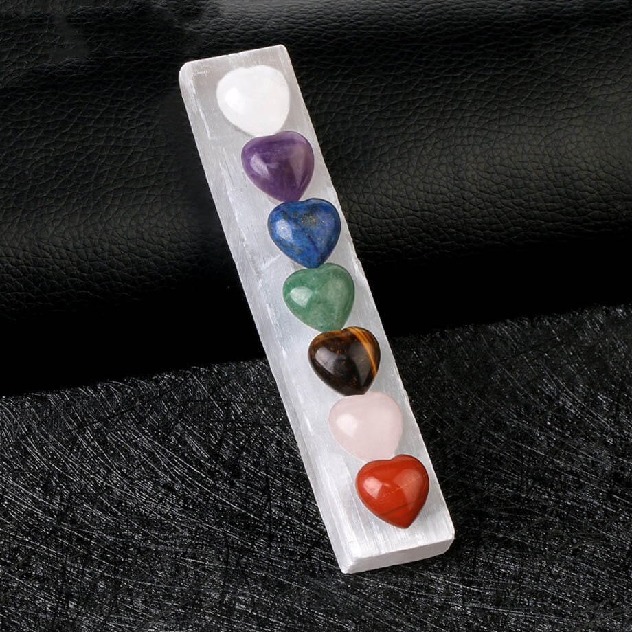 Seven Colored Stone Love Shaped Crystal Gypsum Base Pendant