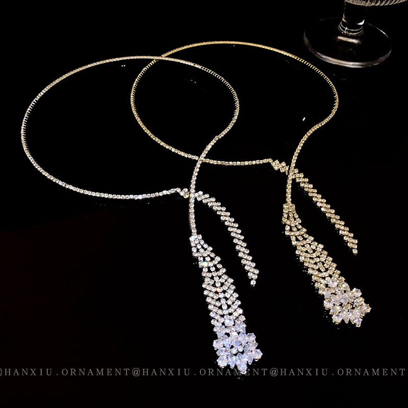 Zircon Geometric Long Fringe Necklace