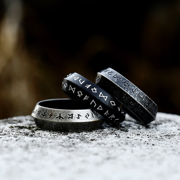 "War God" - Rune Norse Engraved Words Viking Ring