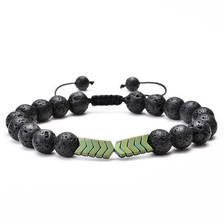 Lava Stone Colorful Magnetite Mens Bracelet