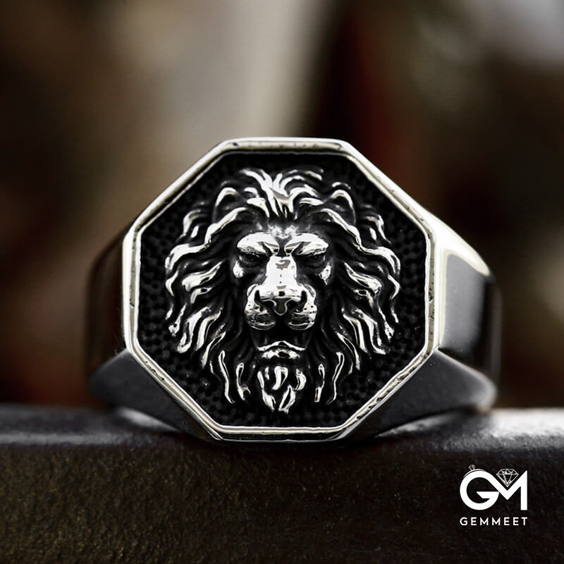 Vintage Stainless Steel King Lion Ring