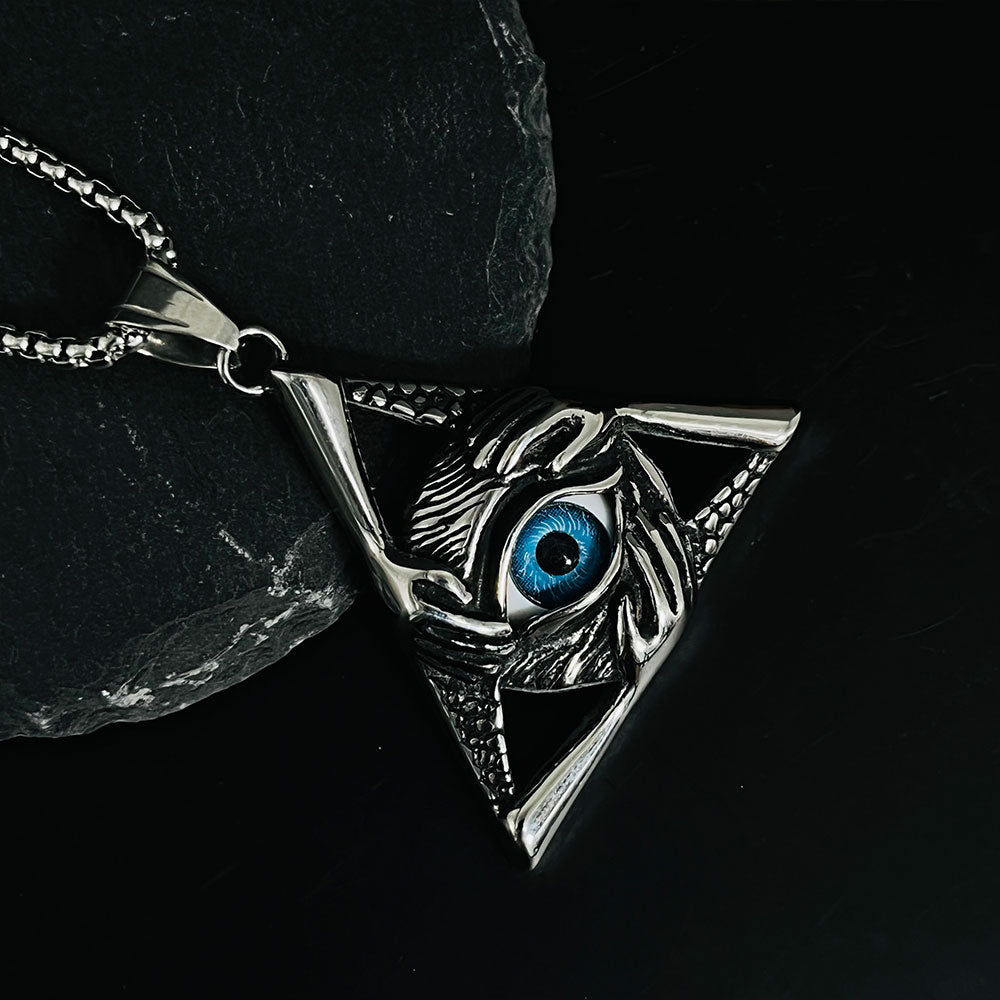 Vintage Men's Devil's Eye Pendant Necklace