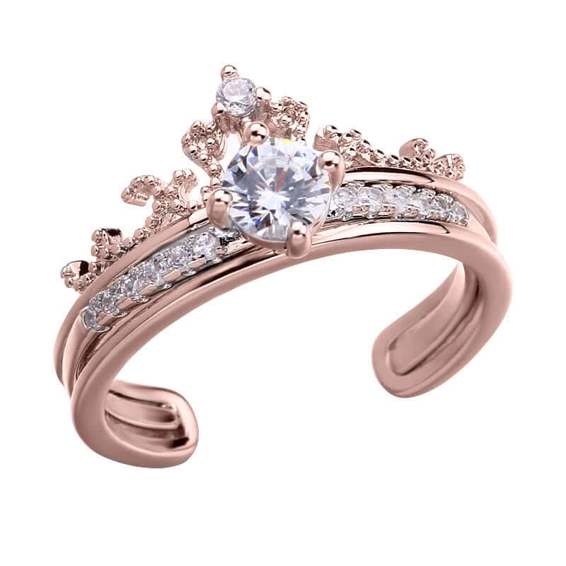 Fashion Two in one Micro-inlaid zircon Crown Adjustable Ring