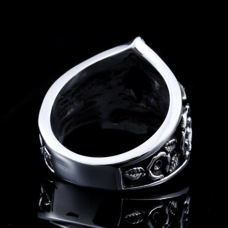 Men's Gothic Pentagram Skull Ring