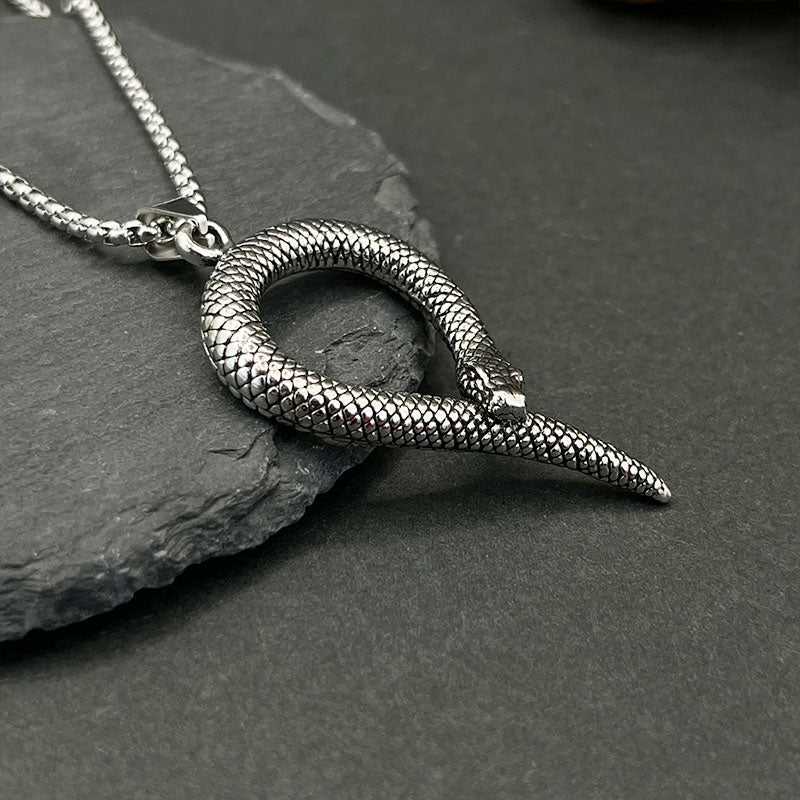 Retro Punk Men's Snakehead Ring Pendant Necklace