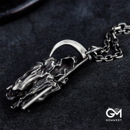 Dark Gothic Punk Death Scythe Pendant Necklace