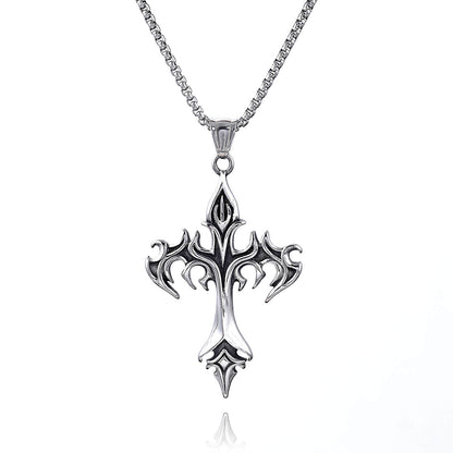 Majestic Flame Cross Shape Stainless Steel Pendant