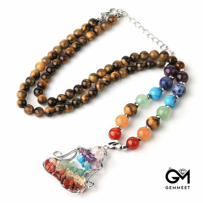 Crystal Colorful Bead Energy Pendant Necklace