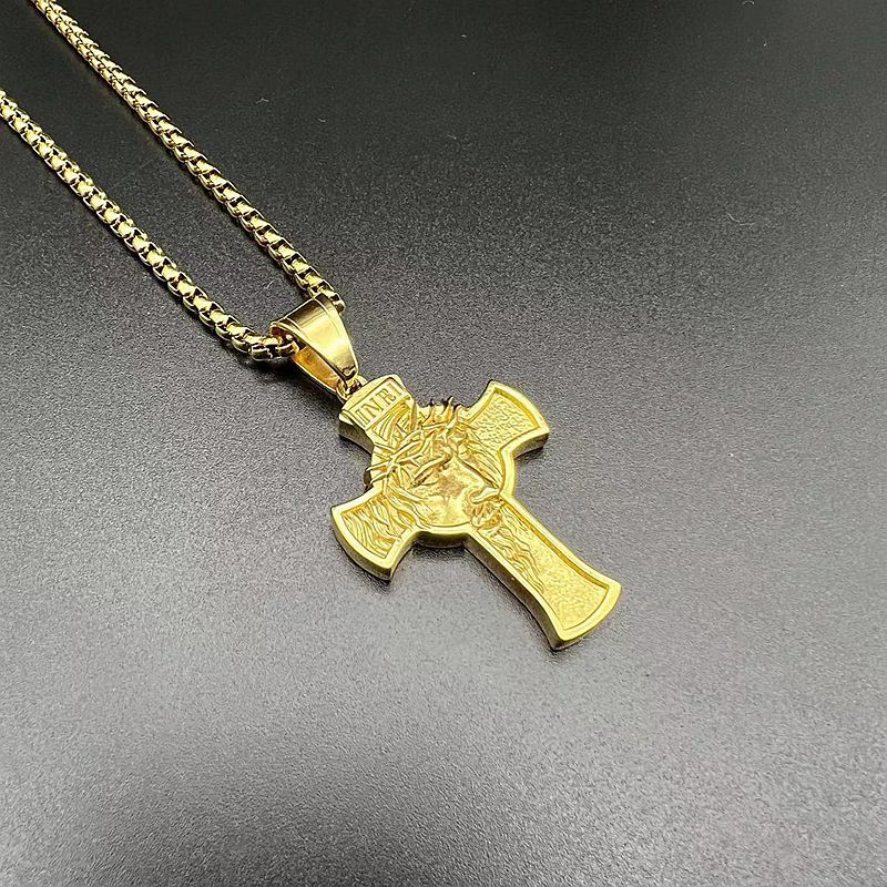 Hip Hop Gold Plated Cross Jesus Pendant