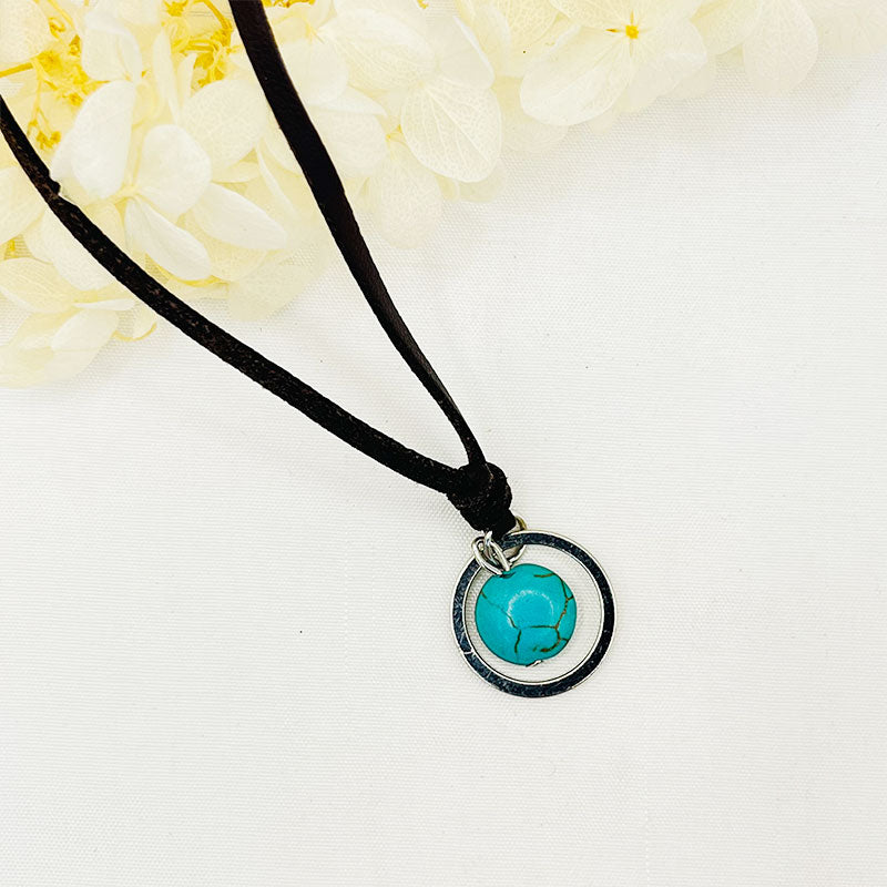 Vintage Men's Turquoise Leather Necklace