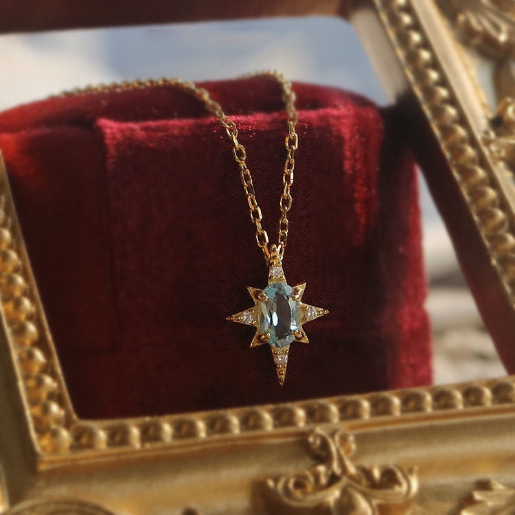 "Sea Of Stars" Vintage Blue Topaz Necklace