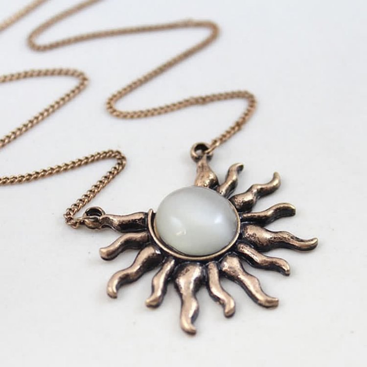 Bohemia Vintage Moonstone Sun Moon Necklace