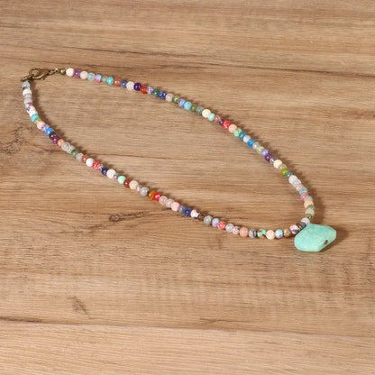 Geometric Amazonite Pendant Choker Mala Jewelry Necklace