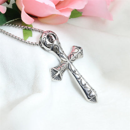 Hip Hop Retro Flower Shape Cross Pendant