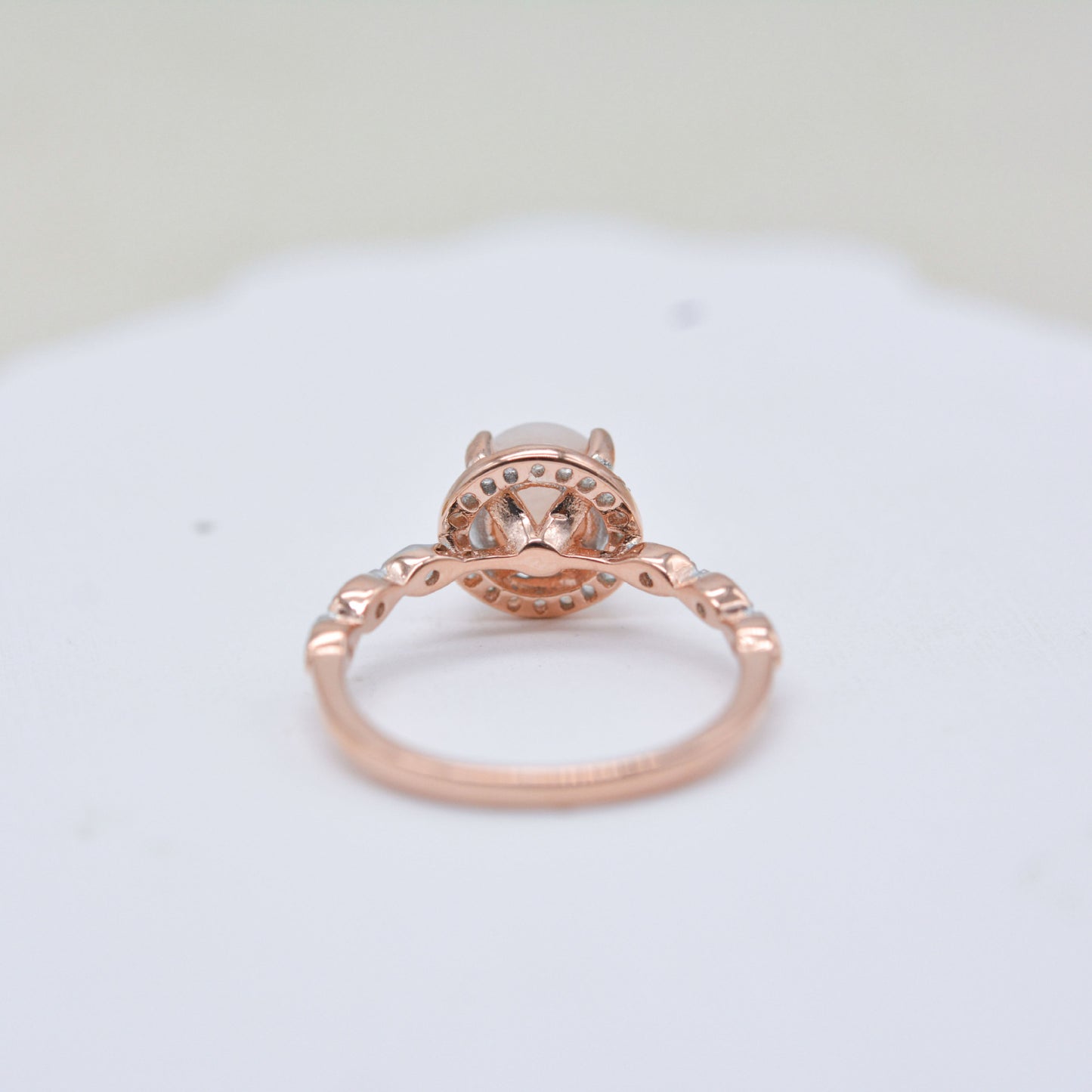 S925 Rose Gold Halo Moonstone Ring