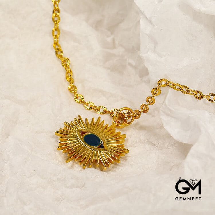 "Angel Guardian" Evil Eye Sun Pendant Necklace