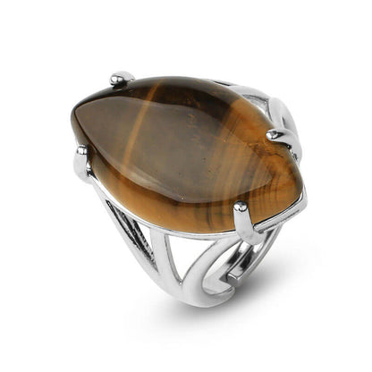 Hollow Olives Cut Stones Horse Eye Adjustable Ring