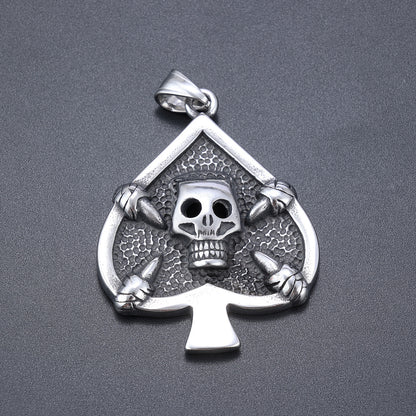 Stainless Steel Spades Skull Pendant