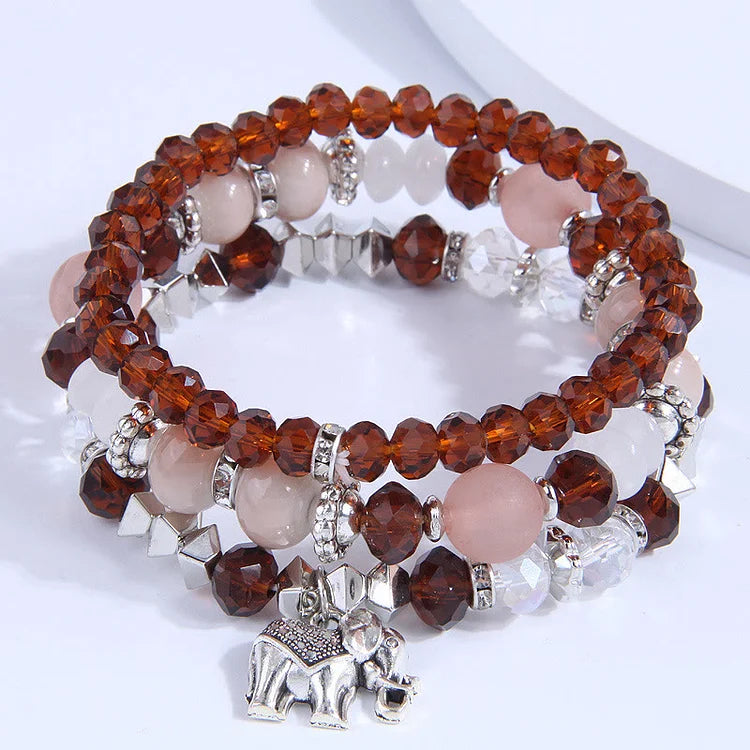 Handmade Boho Yoga Elephant Pendant Bracelet Set