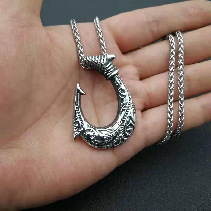 Hip Hop Jewelry Titanium Steel Gold Plated Nordic Viking Fish Hook Pendant