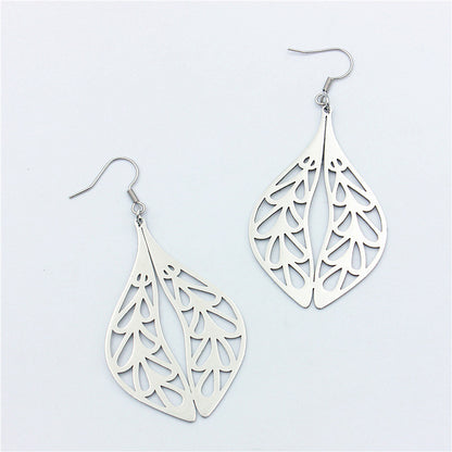 Stainless Steel Double Leaf Pendant with Symmetrical Leaves