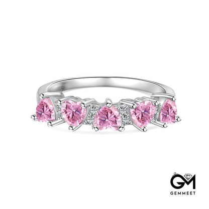 Vintage S925 Sterling Silver Pink Zircon Ring