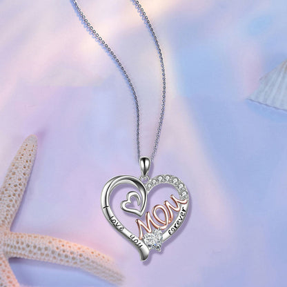 "I Love Your Forever" - Mom With Heart Necklace