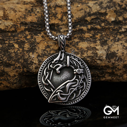 Viking Wolf Head Titanium Steel Necklace