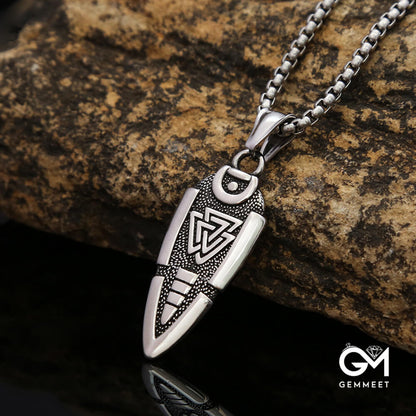 Titanium Steel Viking Arrow Triangle Logo Necklace