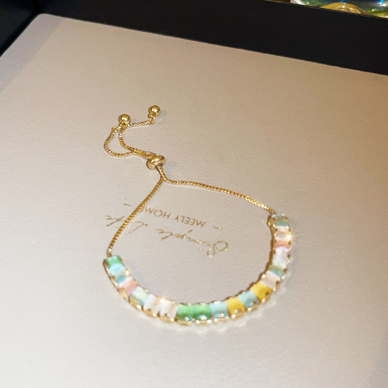 Colored Zircon Adjustable Bracelet