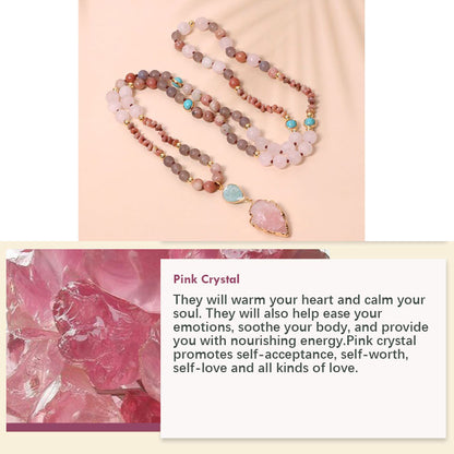 Bohemia Amazonite Pink Crystal Necklace