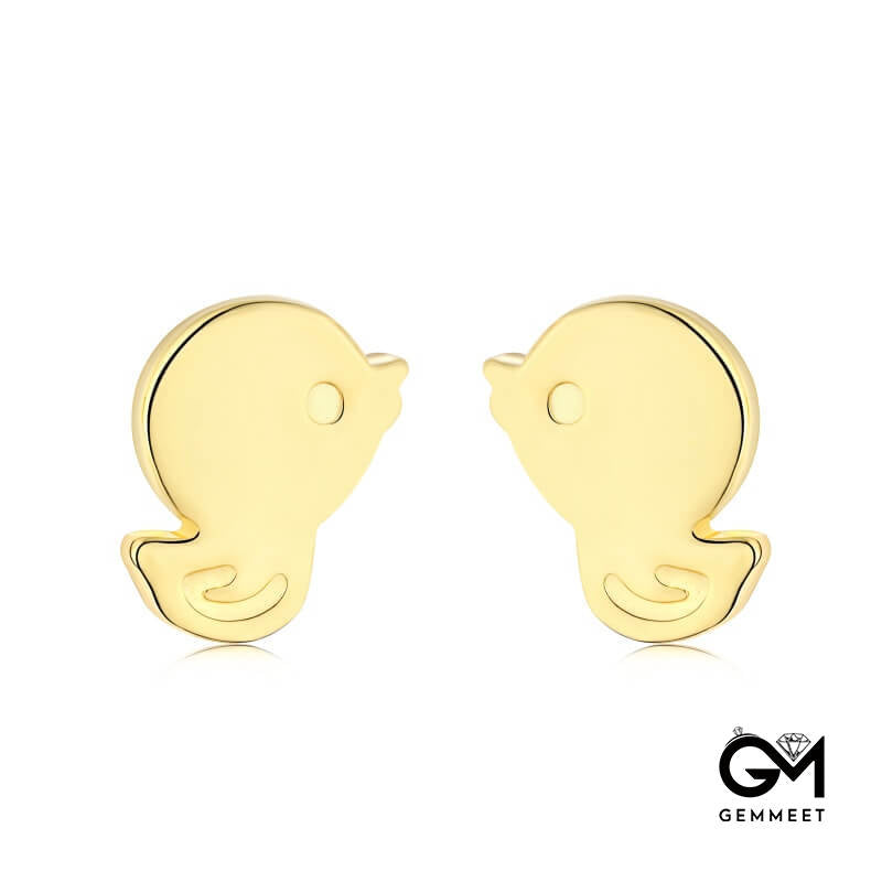 S925 Sterling Silver Cute Duckling Stud Earrings