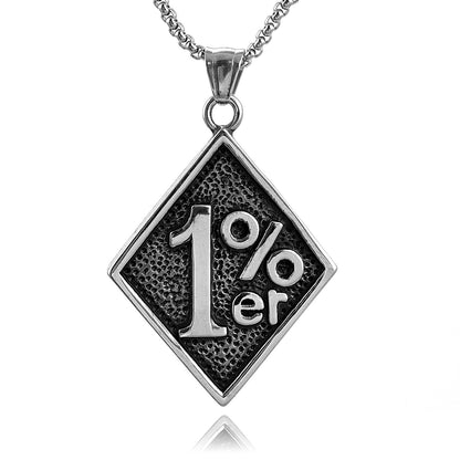 Letter Symbol 1%Er Stainless Steel Pendant Necklace