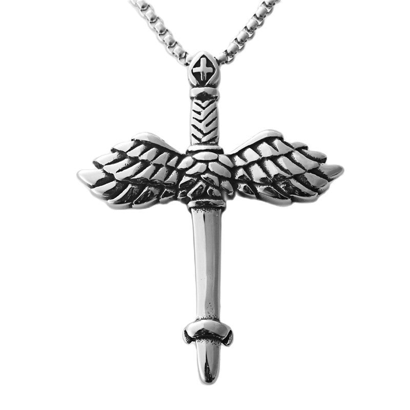 Wings Sword Cross Shape Retro Trendy Men's Pendant