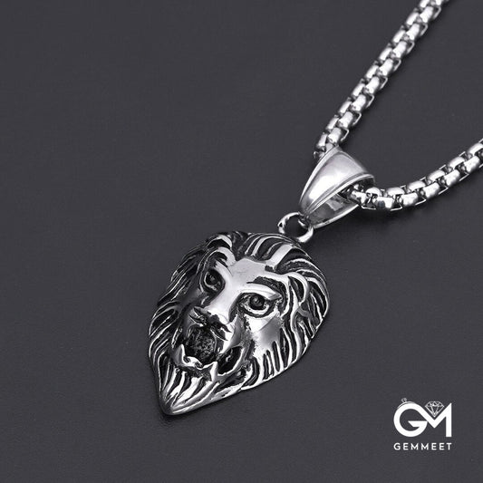 Titanium Steel Lion Head Pendant Necklace