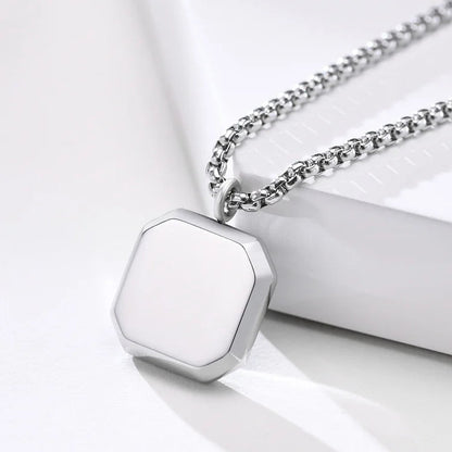 Square Pendant Men Long Sweater Chain Necklace