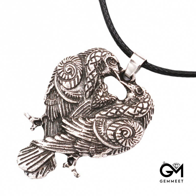 Celtic Crow Alloy Pendant Necklace