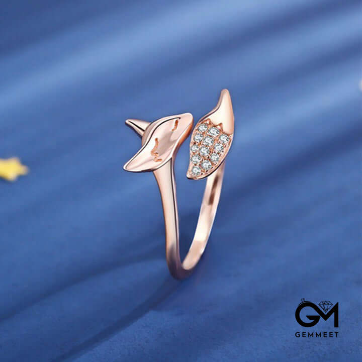 Cute S925 Sterling Silver/Copper Fox Shaped Ring