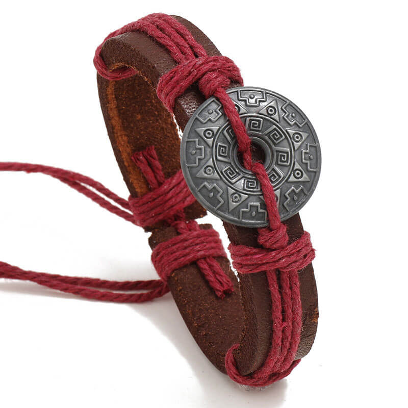 Alien Rune Hand-woven Alloy Vintage Leather Bracelet