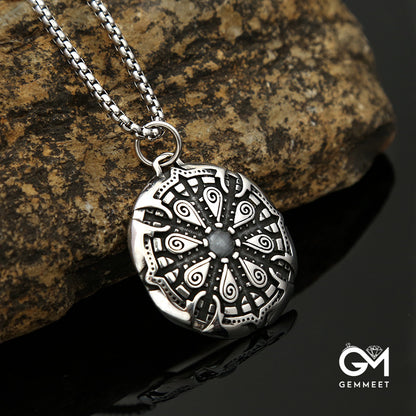 Stainless Steel Viking Odin Compass Necklace