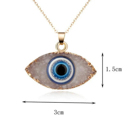 Clear Quartz Evil Eye Energy Necklace