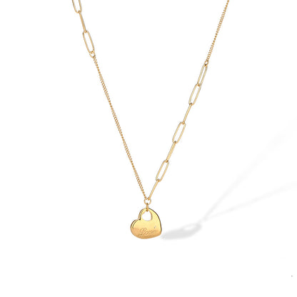 Golden Heart Shape Pendant Chain Necklace